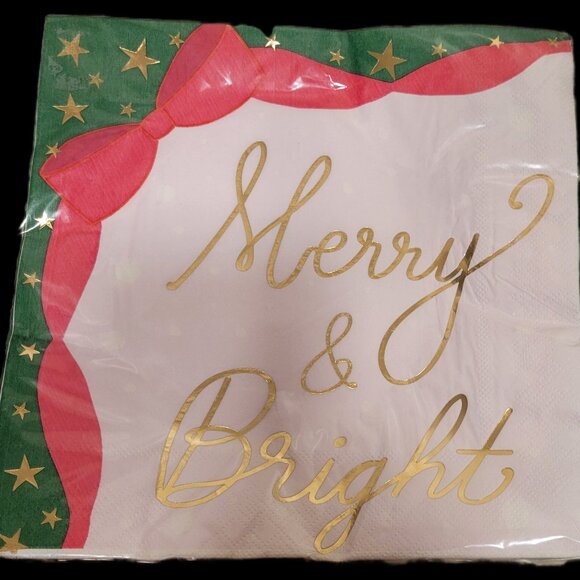 🎄 Strictly Fancy Holiday Napkins – “Merry & Bright” 🎄8 inches 20 CT LOT of 5 - Picture 2 of 4